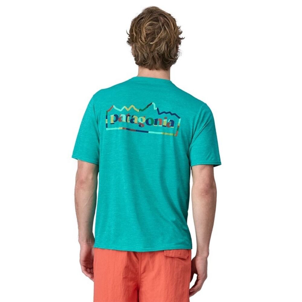 Patagonia Men’s Capilene Cool Daily Graphic Shirt Sz L Teal Blue Lightweight
